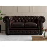 vente-unique Chesterfield Ledersofa 2-Sitzer - Büffelleder - Braun - BRENTON