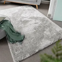 LUXOR LIVING Hochflor-Teppich LUXOR LIVING "Gela", grau, B:60cm H:45mm L:110cm, Polyester, Teppiche, Uni Farben, weich und flauschig, ideal im Wohnzimmer & Schlafzimmer
