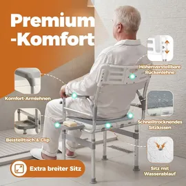 HOMECALL Duschstuhl Faltbar mit Armlehnen Höhenverstellbar weiß