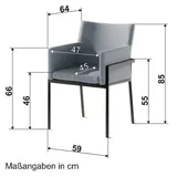 padua Sieger 526/G-G Diningsessel, Gestell eisengrau, Sitzschale / Sitzkissen Sunproof® hellgrau