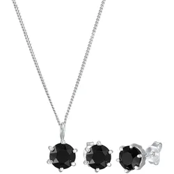 Elli Kristall Solitär Kette Ohrringe 925 Silber Schmuck-Set   Damen 