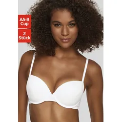 Push-up-BH PETITE FLEUR, Damen, Gr. 85, Cup A, schwarz (schwarz, weiß), Jersey, Obermaterial: 70% Baumwolle, 25% Polyester, 5% Elasthan, Basic, BHs BH-Set Bügel-BH Push-up-BH Schalen-BH T-Shirt-BH Unterwäsche Wäsche, mit Bügel, mit herausnehmbaren Kissen
