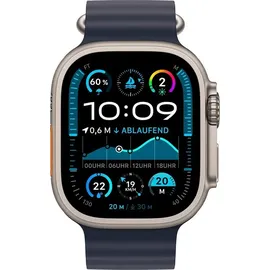 Apple Watch Ultra 2 GPS + Cellular 49 mm Titangehäuse natur, Ocean Armband marine