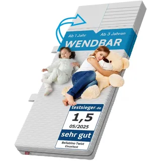 bellabino Kindermatratze Twist, Bellabino, 15 cm hoch, (Baby- und Kindermatratze), Härtegrad H1/H2, wendbar, 7-Zonen, abnehmbarer Bezug