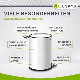 Juskys Kosmetikeimer mit Deckel - Weiß