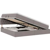 vidaXL Bett mit Stauraum und LED Taupe 200 x 200 cm Stoff
