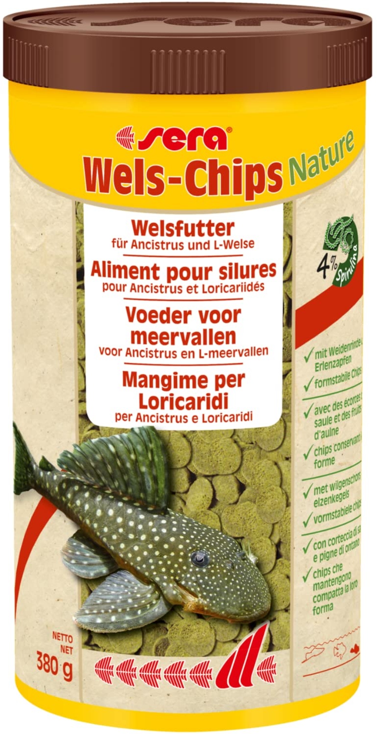 sera Welsfutter Nature 1000 ml | Formstabile Chips für den gesunden Wels | Hohe Futterverwertbarkeit | Futter für Zierfische | Fischfutter Made in Germany