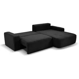 beautysofa Ecksofa TORRE - Recht seite Eckcouch L-Form mit Schlaffunktion & Bettkasten - Schwarz (Velo637) - Schwarz