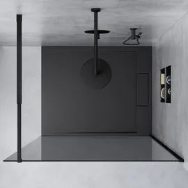 mai & mai Walk-In-Dusche 100 x 200 cm BRAM3 Bremen1K schwarz ESG-Sicherheitsglas 8 mm