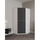 Priess Eckkleiderschrank Barcelona Kleiderschrank Ecklösung Raumwunder in 2 Tiefen Schrank Eckschrank Garderobe schwarz 95 cm x 193 cm x 95 cm