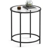 VASAGLE Beistelltisch, rund, Platte aus gehärtetem Glas, Metallrahmen, Sofa-Spitze, Konsolentisch, Nachttisch, für Wohnzimmer, Balkon, Schwarz und Transparent LGT020B01