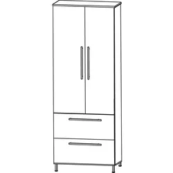Puris Quada Hochschrank 60 x 30 x 174,8 cm mit 2 Auszügen und 2 Türen, Griff 335