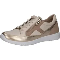 CAPRICE Damen Sneaker flach aus Leder mit Reißverschluss, Beige (Sand Comb), 42 EU