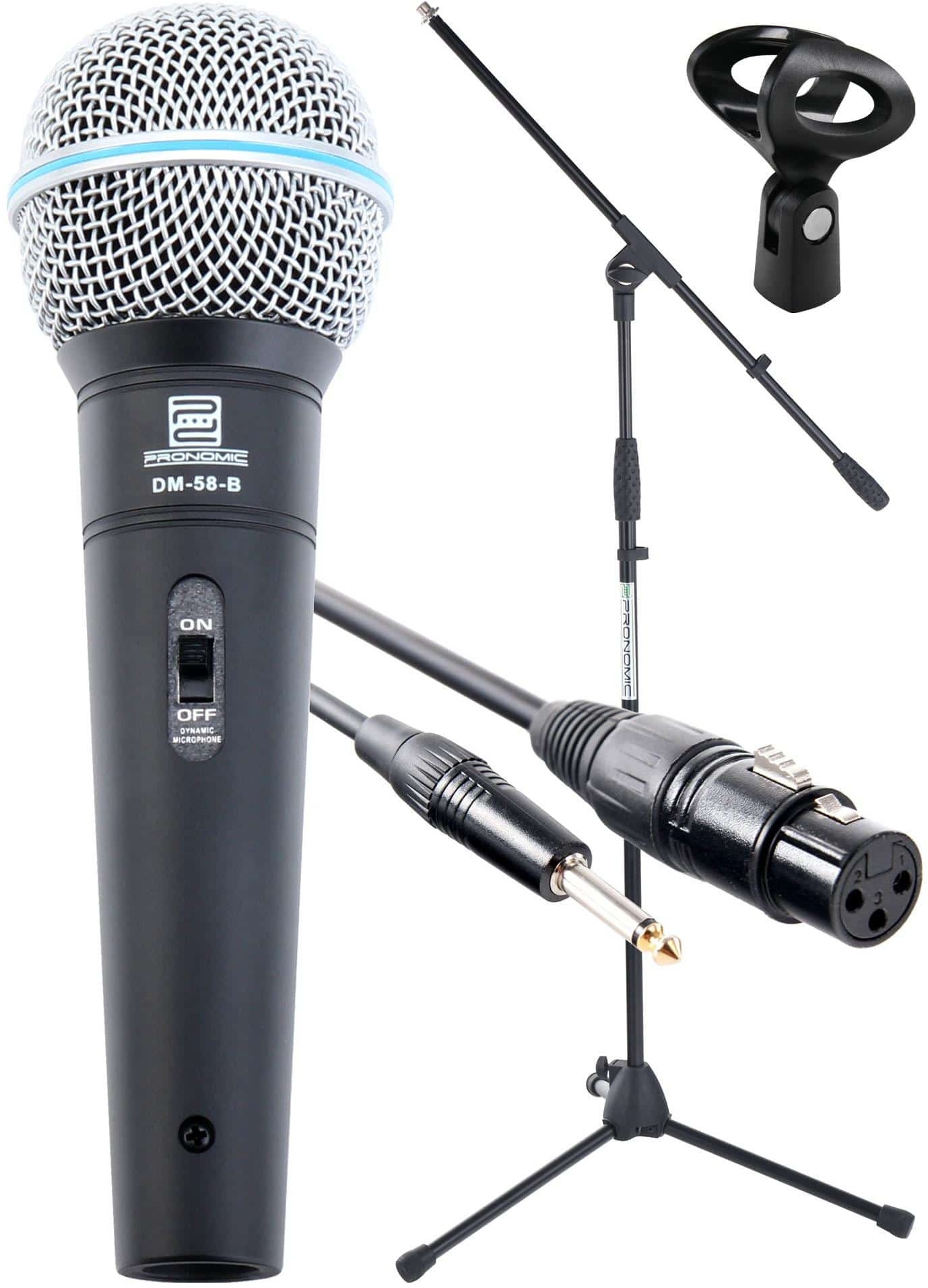 Pronomic Superstar JACK Mikrofonset Mikrofon+ Stativ+ XLR-Klinkenkabel