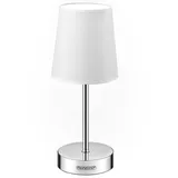 monzana Nachttischlampe 32cm Stoffschirm E14 Chrom 15W Wohnzimmer Schlafzimmer Lampe Leuchte Tischlampe Nachttischleuchte Tischleuchte