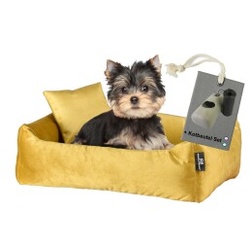 Rohrschneider ® Hundebett inkl. Gratis-Beigabe, Kuschelsofa gelb S