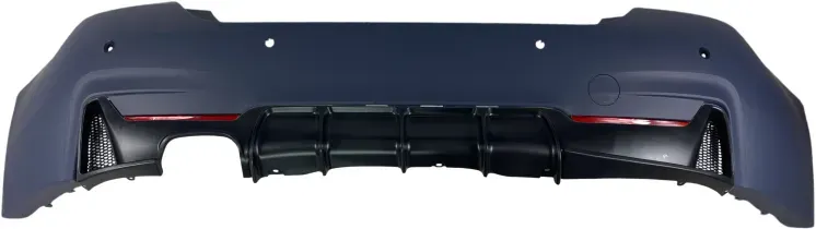 Heckstoßstange für BMW F32/F36 mit Einzel-Diffusor – M-Tech-Design, mit Aussparungen für Parksensoren, grundiert