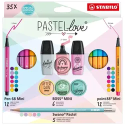 Stifte-Set  STABILO Pastellove Set  35er Pack  Fineliner, Premium-Filzstifte, Textmarker & Bleistifte