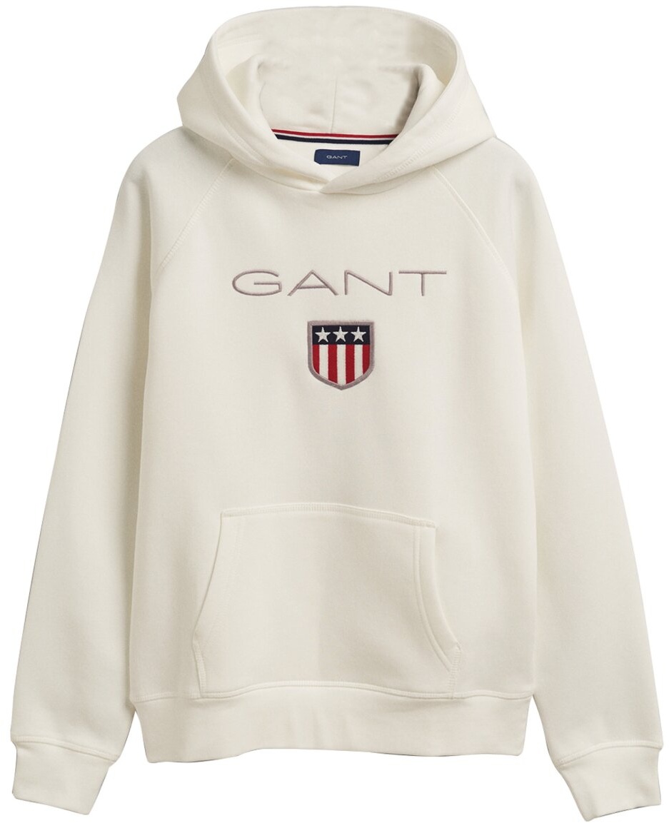 GANT Jungen Sweatshirt - Teen Boys SHIELD Hoodie, Kapuzen-Pullover, Logo, uni Ecru 122/128