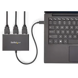 Startech 3-Port Multi-Monitor Adapter, USB-C auf 3x HDMI MST Hub, Dreifach 1080p 60Hz HDMI Laptop Display Extender / Splitter, extra langes integ. Kabel, nur Windows (MSTCDP123HD)