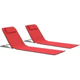 1/2x Strandliege mit Sonnenschutz und Rädern Gartenliege Strandmatte Klappbare