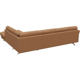 flexlux Ecksofa FLEXLUX "Glow, super bequem durch hochwertigem Sitzaufbau mit Federkern, L-Form", braun (modern cognac braun), B:268cm H:81cm T:224cm, 100% Echteder, Sofas, Ecksofa, Skandinavisches Design, In hochwertiger Verarbeitung