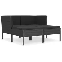 vidaXL Garten-Lounge-Set 4-tlg. schwarz 3056967