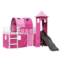 vidaXL Kinderhochbett mit Turm Rosa 80x200 cm Massivholz Kiefer