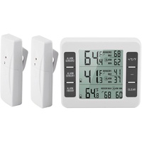 Kühlschrank Kühlschrank Digital Thermometer, Wireless Digital Akustischer Alarm Kühlschrank Thermometer mit 2PCS Sensor Min / Maximal Display