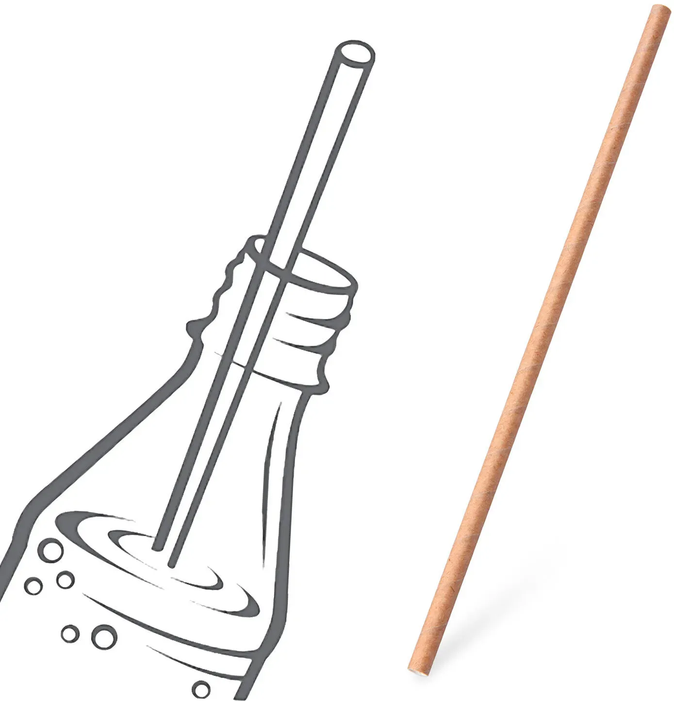 Papiertrinkhalme JUMBO natur 280 mm für Flaschenkonsum, O 8 mm, 100 Stk.