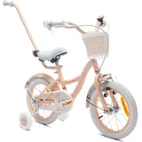 Sun Baby Mädchenfahrrad 14 Zoll Glocke Zusatzräder Schubstange, Flower Bike aprikose - Orange