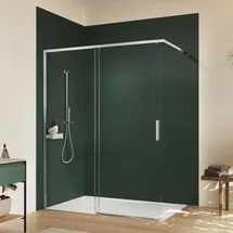Hüppe Vita pure Schiebetür 1-teilig mit festem Glaselement B: 138,5 - 142,5 H: 200 cm, mit Anti-Plaque, Duschkabinen,