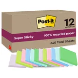 Post-it Post-it® Super Sticky Recycling Notes Haftnotizen extrastark farbsortiert 12 Blöcke