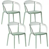 Beliani Gartenstuhl Malevizi Kunststoff grün/transparent 4er Set