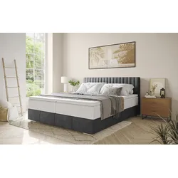 Boxbett INOSIGN "Thor mit Bettkasten, inkl. Matratze, Topseller", schwarz (savona 21 schwarz), B:186cm L:208cm, Komplettbetten, Boxspringbett, Topper und Zierkissen, in verschiedenen Härtegraden verfügbar