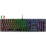 Mars Gaming MK422 Schwarz, Mechanische Gaming Tastatur RGB, Antighosting, Mechanischer Switch Braun, Italienische Sprache