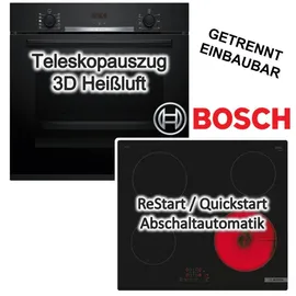 Bosch Herdset Hydrolyse mit Glaskeramikkochfeld Kindersicherung autark 60 cm