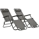 vidaXL 2X Sonnenliege Klappbar Grau Gartenliege Strandliege Stuhl Camping