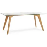 KADIMA DESIGN Designer-Glastisch, Eiche, 180 x 90 cm, Transparent, Robust & Modern