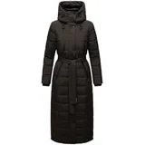 Navahoo Damen, Wintermantel Warmer Steppmantel lang mit Kapuze und Taillengürtel Das Teil XIV Black Gr. 3XL - 3XL