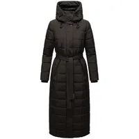 Navahoo Damen, Wintermantel Warmer Steppmantel lang mit Kapuze und Taillengürtel Das Teil XIV Black Gr. 3XL - 3XL