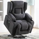 COMHOMA Massagesessel mit Aufstehhilfe Stoff 83 x 100 x 75 cm Grau elektrisch