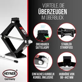 Heyner Wagenheber Stahl/Gummi/Kunststoff 320–442 mm schwarz