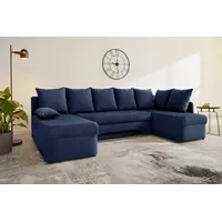 Wohnlandschaft JOCKENHÖFER GRUPPE "U-Form, B: 260 cm", dunkelblau 485, 22, B:260cm T:85cm, Korpus: 100% Polyester;Kissen: 100% Polyester, Sofas, Wohnlandschaft, mit Bettfunktion & Bettkasten