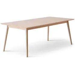 Esstisch HAMMEL FURNITURE "Meza Designtisch mit Auszugsfunktion und 2 Einlegeplatten", beige (natur, natur, natur), B:210cm H:74cm T:100cm, Tischplatte: Weißpigmentiertes, matt lackiertes Eichenfurnier (natürliche MDF-Kante). Gestell: Massive Eiche., Tische, abgerundete Tischplatte MDF, Massivholzgestell, in zwei Breiten