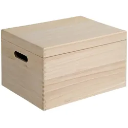 Kesper Aufbewahrungsbox mit Klappdeckel, 39 × 29 × 23 cm, FSC-zertifiziertes Kiefernholz, stapelbar, Natur/Braun