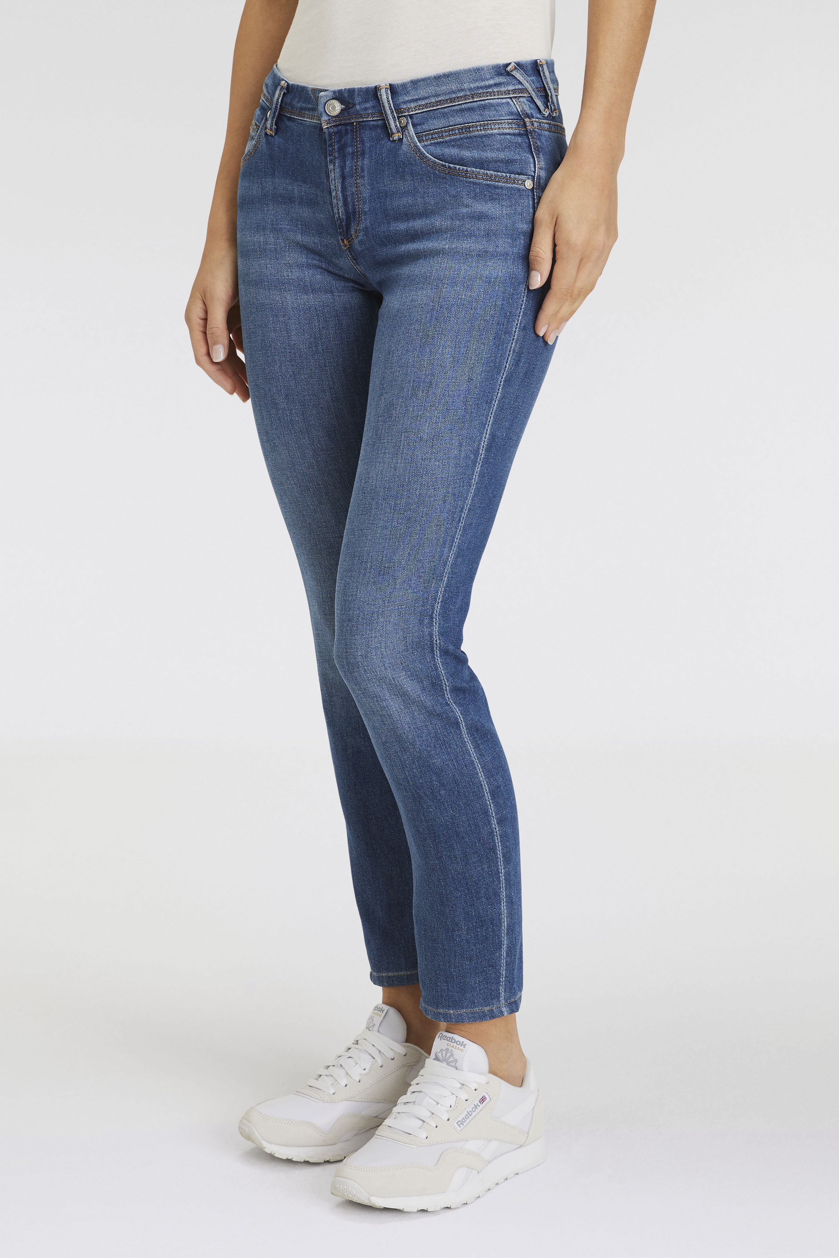 Skinny-fit-Jeans MARC O'POLO DENIM "Alva" Gr. 26, Länge 32, blau (denim blue) Damen Jeans Röhrenjeans