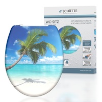 SCHÜTTE WC-Sitz Duroplast CARRIBEAN, Toilettensitz mit Absenkautomatik und Schnellverschluss für die einfache Reinigung, maximale Belastung der Klobrille 150 kg, Motiv Strand 82363