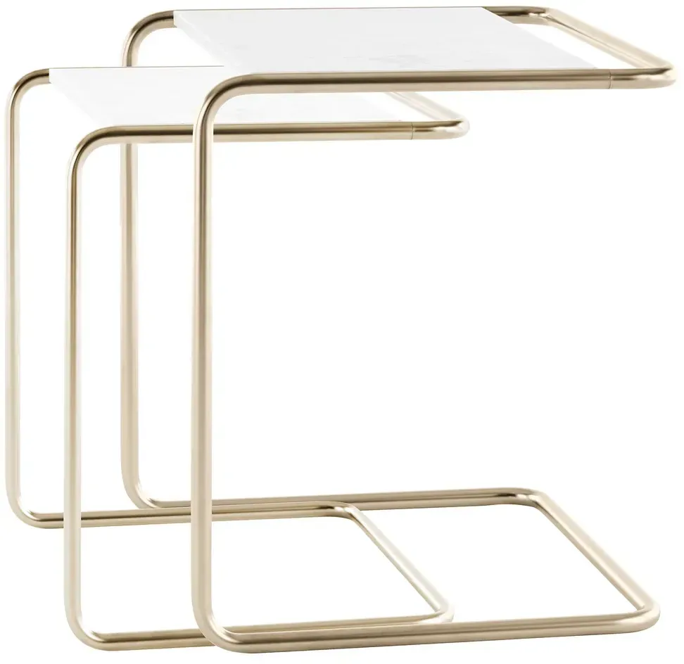 Thonet - JS. THONET a personal Interpretation by Jil Sander B 97 Nordic Satztisch-Set, Nickelsilver / Marmor glacier (2er-Set)
