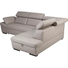 exxpo - sofa fashion Ecksofa EXXPO - SOFA FASHION "Salerno, Funktionssofa, hoher Sitzkomfort, Breite 268cm, L-Form", grau (argent), B:268cm H:77cm T:204cm, NaturLeder;Primabelle-Microfaser (100% Polyester);Luxus-Kunstleder, Sofas, Ecksofa, inkl.